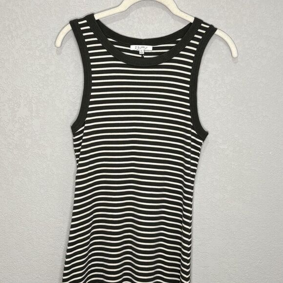 Z Supply Dress Size Small Army Green White Striped Sleeveless Maxi Tank Stretch - Picture 5 of 10